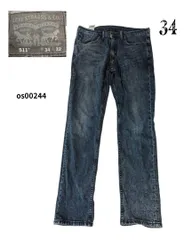 LEVI'Sリーバイス511古着デニムパンツ濃ブルー34股下79cm　os00244