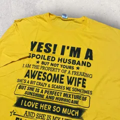 US古着 FRUIT OF THE LOOM 夫婦 WIFE HUSBAND Tシャツ XL オレンジ