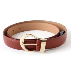 MOE25036 美品 A.P.C. アーペーセー レザー ベルト ブラウン×ゴールド 茶 M149947 サイズ30/32