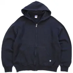 90s メキシコ製 RUSSELLラッセル 無地 スウェット ジップパーカー 黒 L★フーディー ブランク オールド ビンテージ ブラック ブリーチ