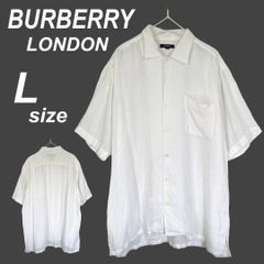 BURBERRY LONDON バーバリー ロンドン メンズ 半袖シャツ L 麻 カジュアル ピジネス 三陽商会 BBW68-659 チェック ホワイト系 (I6)