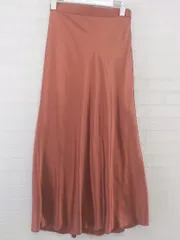 ◇ Andemiu アンデミュウ サテン ロング フレア スカート サイズS オレンジ レディース P  【1301200007295】