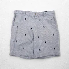 POLO RALPH LAUREN シアサッカー ショートパンツ ハーフパンツ L ストライプ ブルー ホワイト CLASSIC FIT 刺繍 オールオーバーポニー