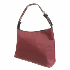 バーバリーブルーレーベル BURBERRY BLUE LABEL ハンドバッグ ワンショルダー ノバチェック ナイロン × レザー ボルドー 赤系 ZAE01-008  IBO70 0328