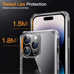 【新品特価】JETirect iPhone14Max 6.7ｲﾝﾁ ｹｰｽ 強化ガラスフィルム ２枚付き 360°全面 耐衝撃性 ﾊﾞﾝﾊﾟｰ保護ｶﾊﾞｰ 透明 ｸﾘｱ　　#akib