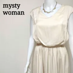 ミスティウーマン mysty woman ウエストブラウジング サテンワンピース エレガント