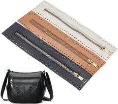 WADORN 3色 縫製用PUレザージッパー、長さ27cm ハンドバッグ 金属製分離ジッパー フレーム アクセサリー 編み物 かぎ針編みバッグ用 DIYショルダーパース作り ソーイングクラフトプロジェクト用( Black)