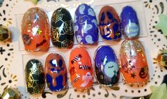 ㉔ ハロウィン★ナイト　ハンドメイド　ネイルチップ　かわいい　秋