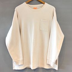 ONEITA オニータ POWER-T ヘビーウェイト ロンTee ポケT ロングスリーブ 長袖 カットソー ライトベージュ メンズ Lサイズ