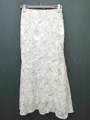 ◇ ⊂ GRL グレイル 花柄 ロング フレア スカート サイズL ホワイト ブラウン レディース P  【1408200025585】