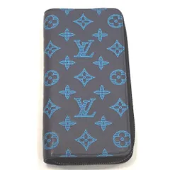 Th984301 ルイ・ヴィトン モノグラム・シャドウ ジッピーウォレット・ヴェルティカル M82322 ネイビー ラウンドファスナー長財布 LOUIS VUITTON 良好・中古