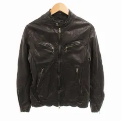 メンズビギ MEN'S BIGI レザージャケット シングルライダース バンドカラー ラム 2 M 黒 ブラック /HO◇ 0215 ■GY01のサムネイル
