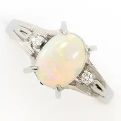 ヴィンテージ・手作り！K14WG オパール リング 2.56g M2177 ヴィンテージ・手作り！K14WG オパール リング 2.56g M2177