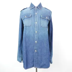 PINCEAU パンソー ユーズド加工 コットン 長袖 エポレット付き ロング デニムシャツ INDIGO 38のサムネイル