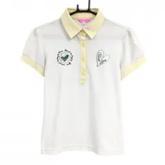 ビバハート 半袖ポロシャツ 白×イエロー バイカラー レディース 40(M) ゴルフウェア VIVA HEART