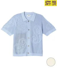 【ムラスポ公式】OBEY オベイ メンズ ニットシャツ ポロ 半袖 手編み風 ペイズリー柄 TEAR DROP OPENKNIT SHIRT 151000080のサムネイル