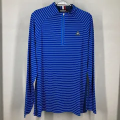 ルコックスポルティフ ルコック スポルティフ ゴルフウェアコレクション 長袖シャツ QGMMGB02 ポリエステル ポリウレタン 青 白 ストライプ LL サイズ メンズ  le coq sportif GOLF COLLECTION