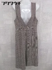 ◇ w closet サイドジップ ノースリーブ チェック 膝下丈 ワンピース ベージュ ブラウン レディース 【中古】 【1002802317347】のサムネイル