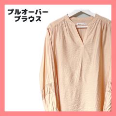 レディース スキッパー ブラウス 長袖 プルオーバー   ピンクオレンジ フリーサイズ レディース
