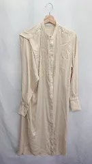 ◇ ⊇ Aunt Marie's スリット加工 ギャザー加工 長袖 ロング丈 ワンピース サイズF ベージュ系 レディース E  【1410290013021】