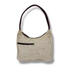 プラダ　PRADA アクセサリーポーチ　ミニハンドバッグ　アイボリー　ワインレッド　キャンバス