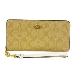 【東店85-1080-2505】【店舗併売】COACH コーチ シグネチャー ロングウォレット 長財布 ベージュ ホワイト C4452