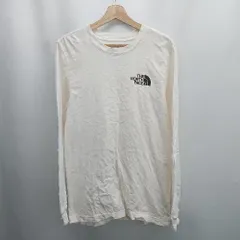◇ the north face 海外限定　サイドロゴ 長袖 丸首ロングTシャツ サイズS オフホワイト系 メンズ ◆ E  【1506300033308】