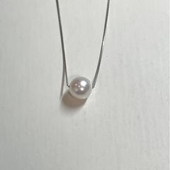 K18WGアコヤ真珠 スルーネックレス 6.25mm 一粒 パールネックレス 