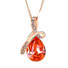 [ジョセファシエール] ネックレス ティア ドロップ レディース 女性 チェーン プレゼント ペンダント 人気 カワイイ ファッション カッコイイ スポーツ 結婚式 ステンレス 収納 925 パーティー ケース ダイヤモンド 箱 アクセサ [ジュエルオレンジ]