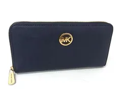 MICHAEL KORS マイケルコース レザー ラウンドファスナー 長財布 札入れ 小銭入れ ウォレット レディース ネイビー系 DJ1243