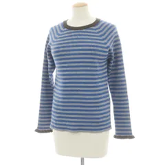 【中古】【未使用】ニコアンド niko and... ナイロンポリエステルアクリルレーヨン リブ ボーダー クルーネック プルオーバーニット グレーxブルー【サイズM】【レディース】