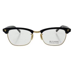 ビージェイクラシックコレクション BJ CLASSIC COLLECTION S-801 ブロー ＆ テンプル ウェリントン メガネ 眼鏡 ライトゴールド ブラック系 ゴールド系 51□19-140【美品】【中古】