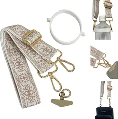 アリス Hi-Craft ネックストラップ おしゃれ 可愛い スマホストラップ 太め 肩痛くない ローブ 落下防止 長さ調整可能 肩掛け 首掛け 斜め掛け スマホショルダーストラップ 携帯ストラップ 3way(ホワイトベージュ,  120cm)