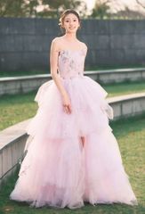 リボンがキュートフレンチチューブトップ✨メインウェディングドレス　前撮り　結婚式 新品未使用 リボンがキュートフレンチチューブトップ メイン