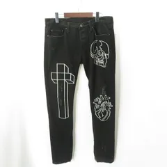 MNML EMBROIDERY BLACK JEAN Size 32 ミニマル 刺繍 ブラック デニム パンツ 大名店