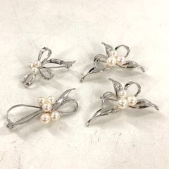 MIKIMOTO ミキモト ブローチ  ベビーパール リボン フラワー シルバー レディース 箱 【OE-979】
