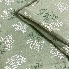moonfarm 花柄 コットン ダブルガーゼ 生地 選べる7色 綿100％ 幅約130cm カラー 手芸 布(グリーン,  2ｍ)のサムネイル
