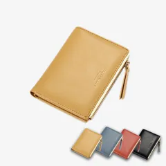 二つ折り コンパクト ミニ財布 レディース 薄型 軽量 小銭入れ付き カード収納 仕切りあり シンプル 可愛い スマート ウォレット -yellow- ♣のサムネイル
