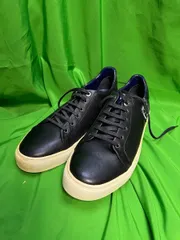 LANVIN en Bleu ランバン ブラック レザー スニーカー！サイズＬ@Y7