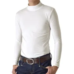 長袖Tシャツ 《ハイネック：ホワイト》 新品 未使用 暖 裏起毛インナー ロンT サスティナブル RENU ストレッチ 暖か【C3P】【メール便2】 ファッション