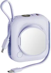 LUCKYDUO モバイルバッテリー 10000mAh 大容量 小型 携带充電器 Lighting ＆ type-c ケーブル内蔵 PD 急速充電 4台同時充電 スマホ 持ち運び iPhone 持ち運び便利 PSE認証済み(Purple)