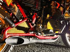 REDSTAGE GS400 GSX400E ザリ ゴキ 猪管3 メガサイクロン 外伝 ブラック ハス切り 新作 2発 吸込み マフラー イノカン サイレンサーなし レッドステージ