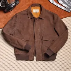 新品未使用 h ✈️ メンズ 本革 A2フライトジャケット 牛革 1.3mm厚 ヴィンテージ風 レザージャケット 真皮 立ち襟 レトロ ミリタリー ブルゾン 秋冬 アウター 男女兼用 モーターサイクルジャケット