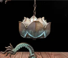 銅 細工 彩藍蓮華龍弔り式香炉 倒流香 装飾品 現代工芸品 美術品 置物 銅 細工 彩藍蓮華龍弔り式香炉 倒流香 装飾品 現代工芸品 美術品