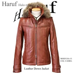 【送料無料】本革ラムレザー ダウンジャケット レザージャケット ライダースジャケット 革ジャン メンズ フード付き ファー パーカー ダウン コート ジャケット メンズアウター 革 皮 キャメル USA15CAM 秋冬