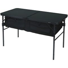ストレージ付き アウトドアテーブル 120cm×60cm ブラック 収納容量110L 折りたたみ式 高さ4段階調節 VASTLAND（ヴァストランド）