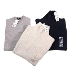 【新品・未使用】タグ付き ユニクロ UNIQLO レディース Sサイズ ニット3点セット / オフホワイト ネイビーブルー ライトグレー (#DY542)