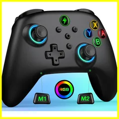 Switch コントローラー 8色RGBライト プログラム編集機能 背面ボタン付き スリープ解除 スイッチ コントローラー 無線 スイッチ プロコントローラー ジャイロセンサー搭載 連射機能 振動機能 プロコン Switch/Lite/有機elモデル/Andr