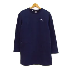 プーマ スウェットワンピース 長袖 裏起毛 スポーツウエア トップス レディース US Sサイズ ネイビー PUMA 【中古】