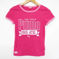 プーマ 半袖Tシャツ フロントロゴ パイピング スポーツウェア トップス レディース Mサイズ ピンク PUMA 【中古】